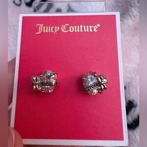 Juicy Couture Crystal Stud Heart Earrings with Silver Accents